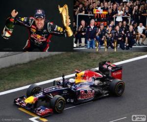 Puzzle Sebastian Vettel γιορτάζει νίκη στο το Grand Prix di Κορέα del sud 2012